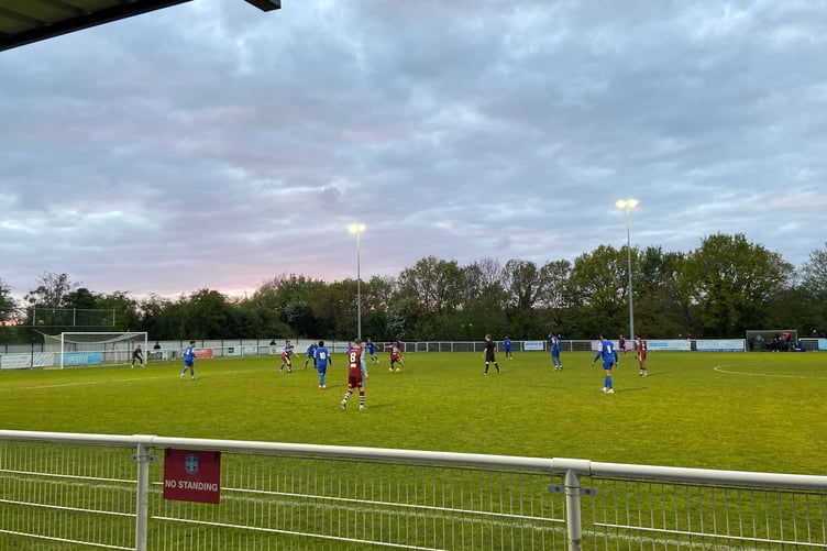 Action from Badshot Lea's Isthmian League South Central Division match against Uxbridge