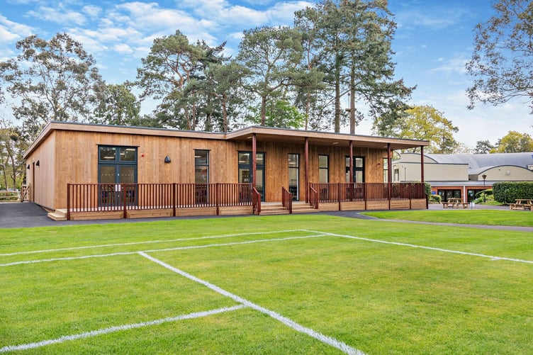 Outside look of new dining hall at Barfield School