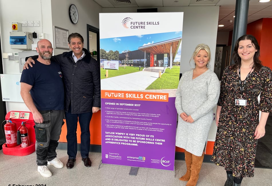 <p>Lib Dem candidate Khalil Yousuf (second from left) on a visit to Bordon's Future Skills Centre</p>