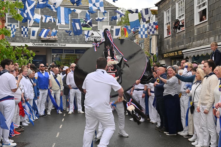The Blue Oss heads off for the Mayday celebrations at the start of the day. (Picture: Adrian Jasper)