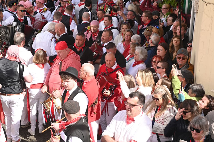 Red Oss supporters gather outside the Golden Lion. (Picture: Adrian Jasper)