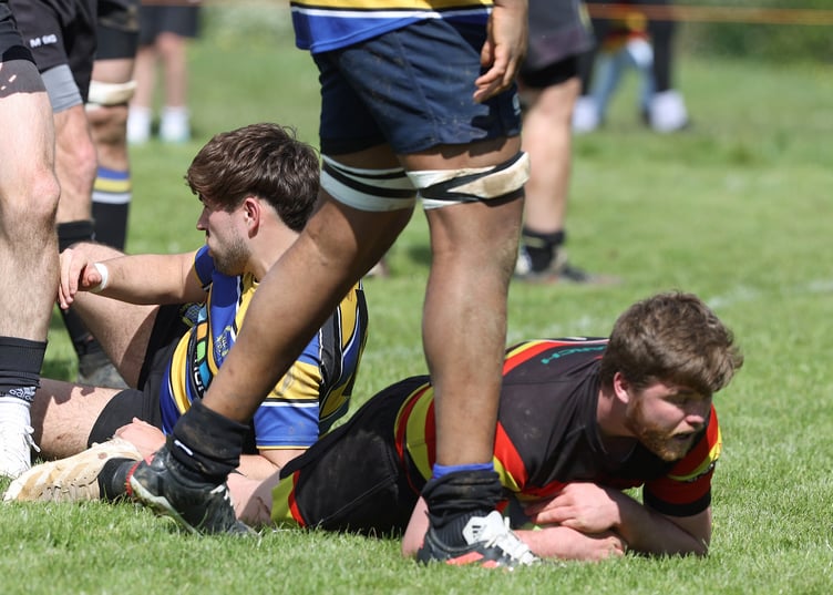 Saltash scrum-half Lewis Stuart, pictured scoring a try, was the home man of the match.