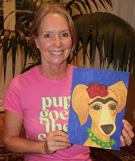 Alison Molan with one of her artworks (Farnham Maltings)