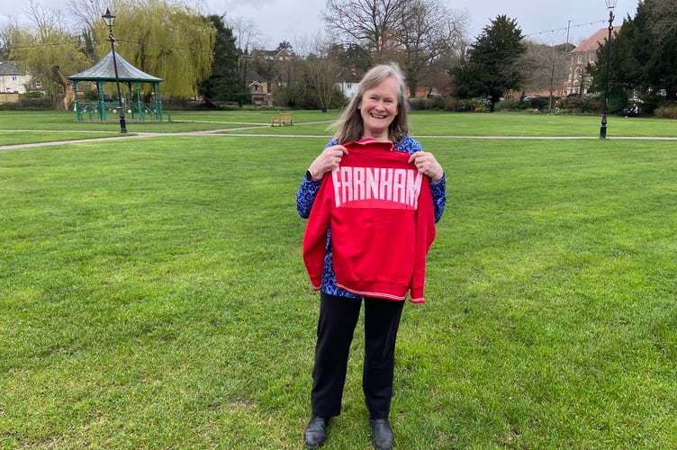 The team's red uniforms were supplied by Clark & Co in The Borough – as modelled 50 years later by Sarah Wickens, daughter of British Car Auctions founder David Wickens