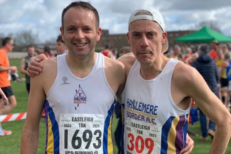 Jon Fairs and Daniel Allaway at the start of the Hendy Eastleigh 10km