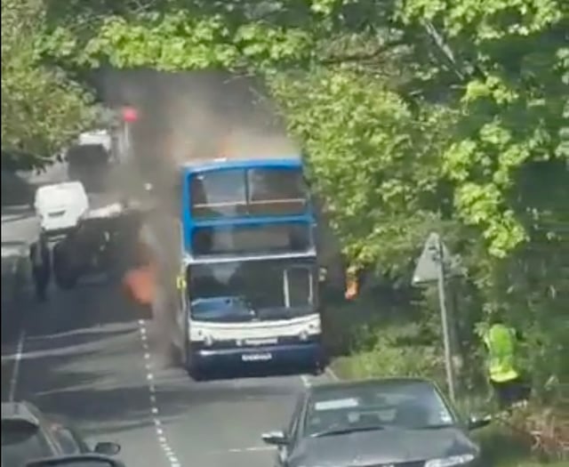 Driver and passengers escape after bus catches fire on Bordon road