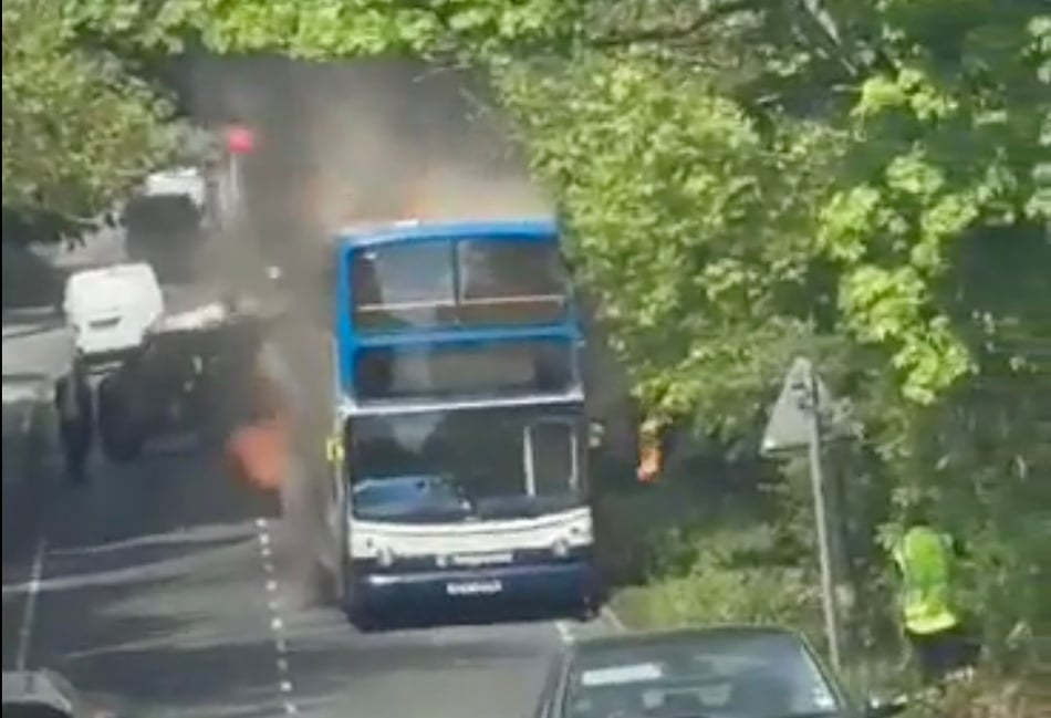 <p>The Stagecoach service was evacuated after smoke started billowing from the vehicle as it passed along Camp Road in Bordon around 2pm today, May 9.</p>