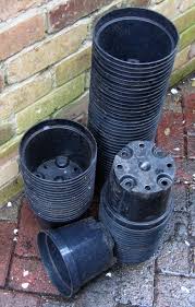 Plastic plant pots.