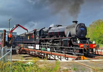 Impressive steam locomotive uses restored turntable