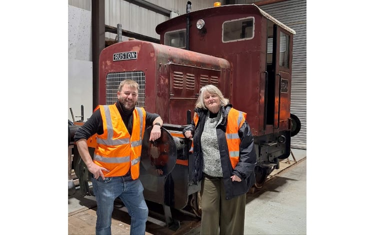 Project manager Duncan Mitchell with Joanna Kenny and Brian the train.