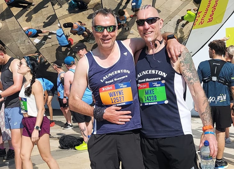 Wayne Rundle and Mike Charlwood at the Great Bristol Run where they completed the half marathon.