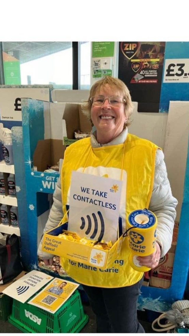 Sharon Johns collecting for Marie Curie at Asda in Hayle