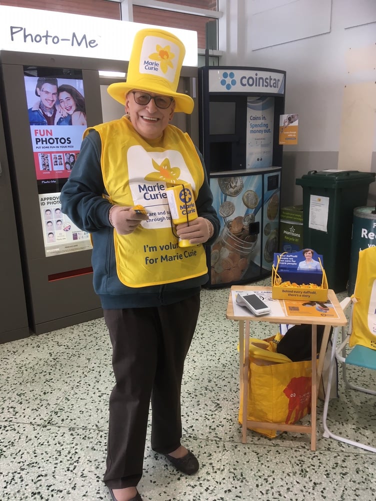 Brenda Dunster of Bodmin during Marie Curie's Great Daffodil Appeal