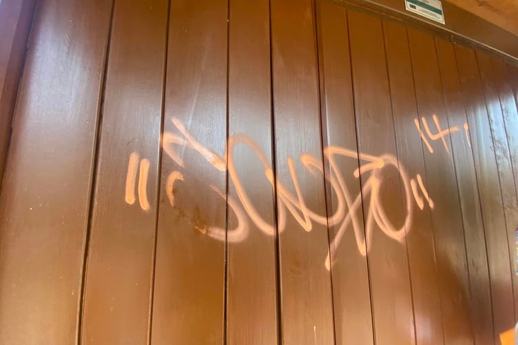 It is the fourth time that the Badshot Lea bus stop has been graffitied
