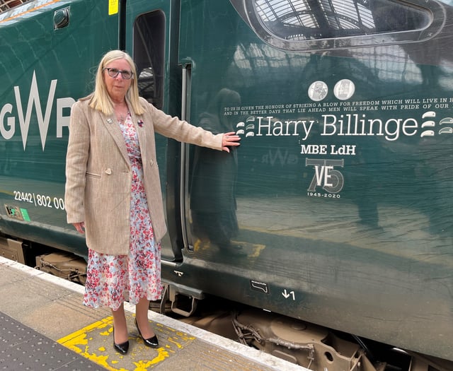 Daughter of D-Day hero in tears as she sees his train again