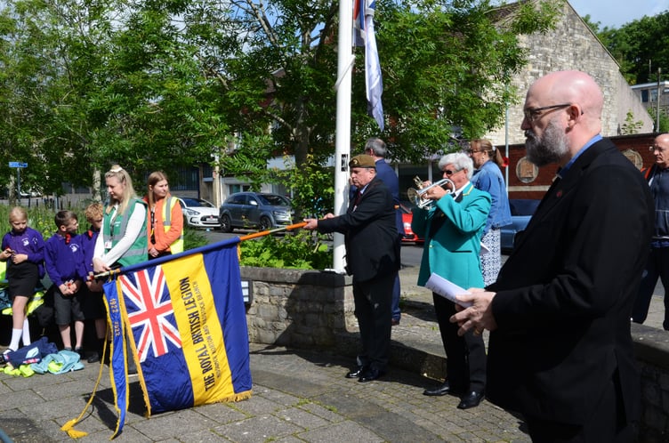 The Standard is lowered at Radstock for the two minute silence (Photo: Will Nicol)
