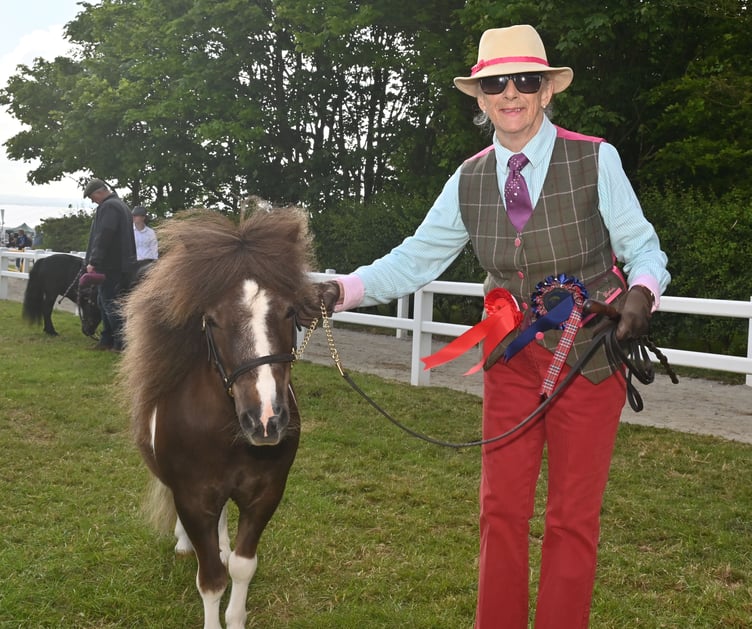 Mrs Pamela Tabb of Golant with her miniature gelding 'Tawna Angus' a six year old miniature Shetland who came away with a first