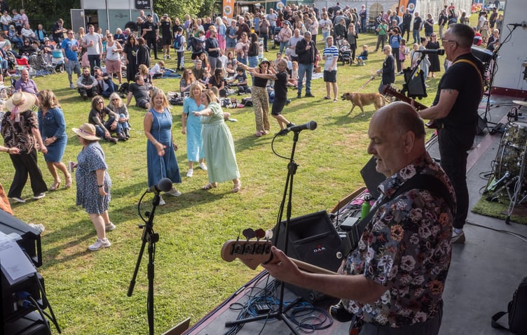 Midsomer Norton four-piece band 'Call the Shots' entertaining the crowds on Saturday 1st. (Photo: Richard Sykes)
