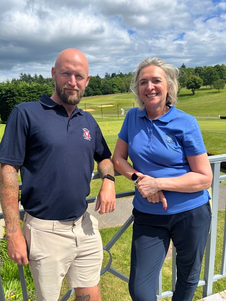 Craig Beer (left) and Sarah Gibson have qualified for the national finals of England Golf's Race to Woodhall Spa competition