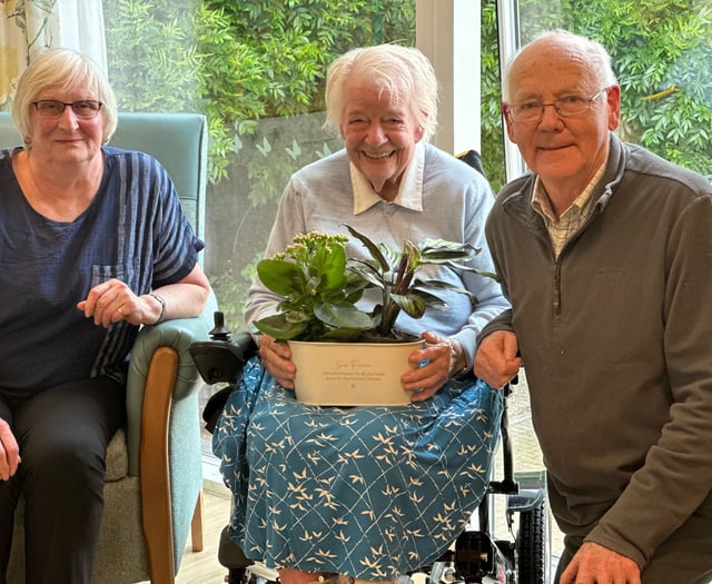 Flowers for Sue to mark her retirement from garden role