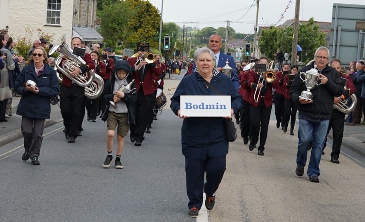 Bodmin Town Band proudly show off their trophy. Picture: Adrian Jasper