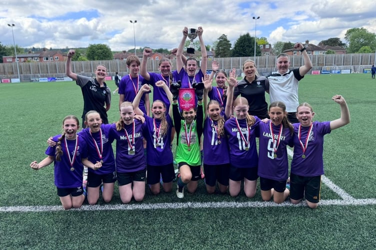 Weydon School under-13 girls football team, June 2024.