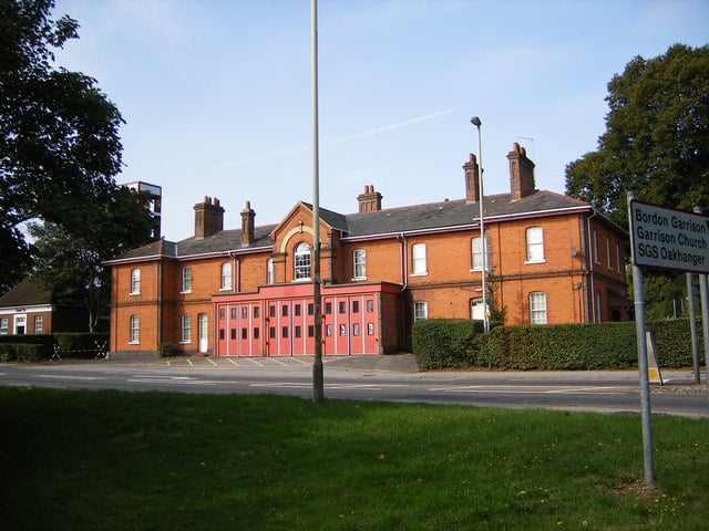 The former fire station in Station Road, Bordon, next to which a Luftwaffe bomb claimed the life of the unfortunate Alice Emily Chandler at the height of the Battle of Britain in 1940. Latterly an RAF facility, the old fire station has been disused since 2005.