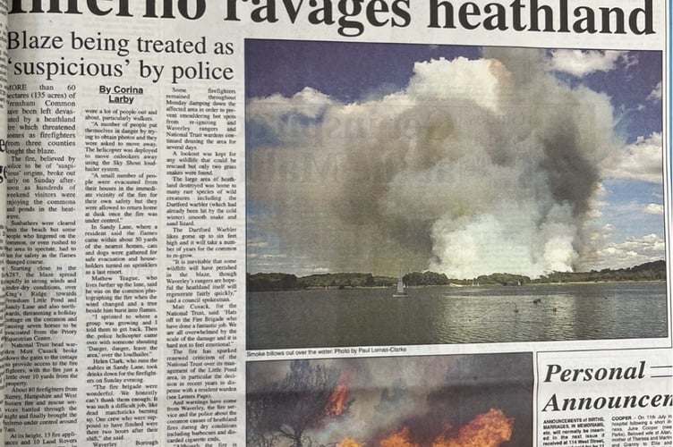 How the Farnham Herald reported on the 2010 fire