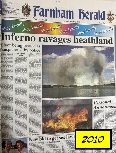 How the Farnham Herald reported on the 2010 fire