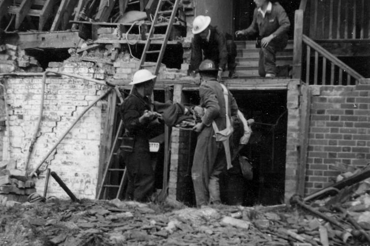 A bomb damaged house in Firgrove Hill, Farnham