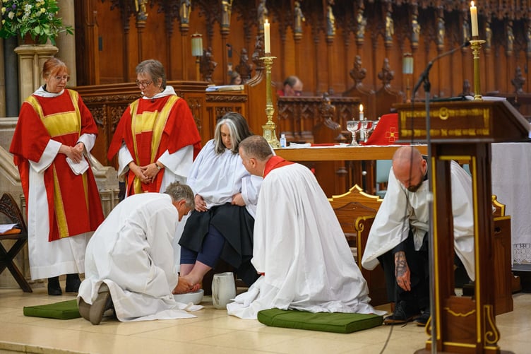 Grace Kanungha’s feet are washed