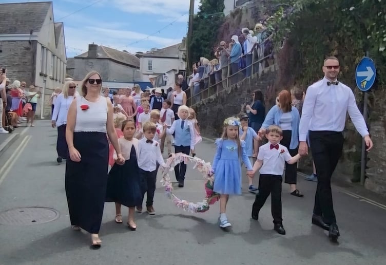 Crowds watch the school flora dance during the feast week. Picture: James Mustoe