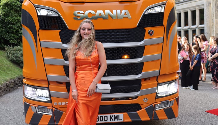 An articulated lorry made for an impressive arrival at the prom.