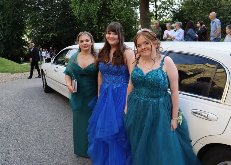 A stretched limo was one of the vehicles that took pupils to the prom.
