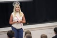 Pupils keen to have picture with Miss England as she visits school