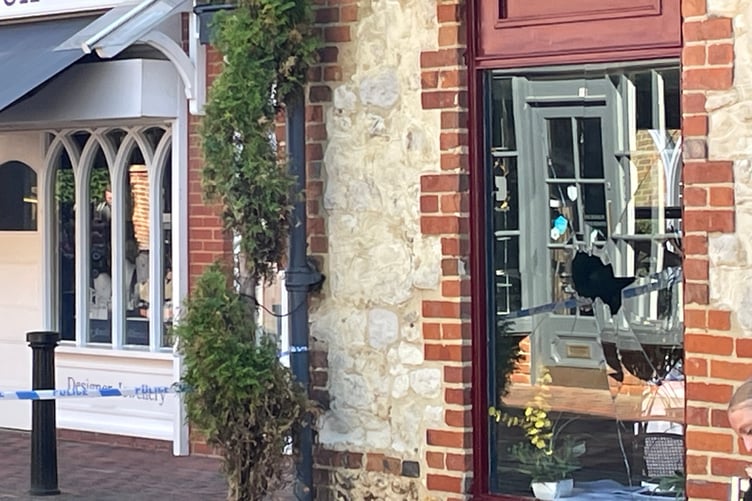 Smashed windows at the Luxe