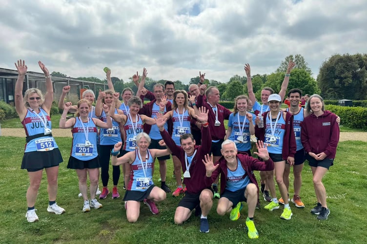 Farnham Runners celebrate with their Netley Abbey bells