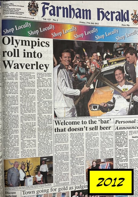 Farnham Herald Olympic Torch Front Page