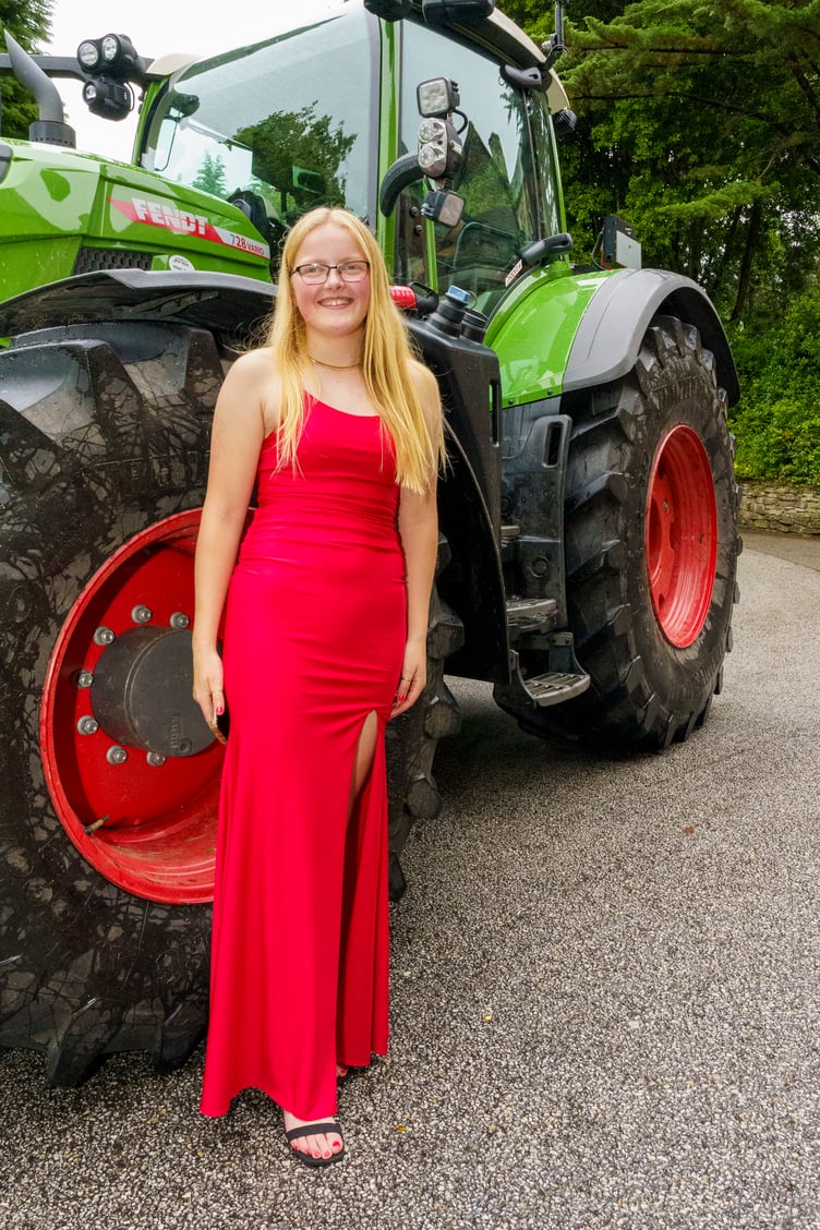 Delivery by tractor the Roseland Academy Leavers' Prom