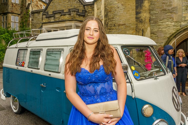 Chauffeured by campervan the Roseland Academy Leavers' Prom