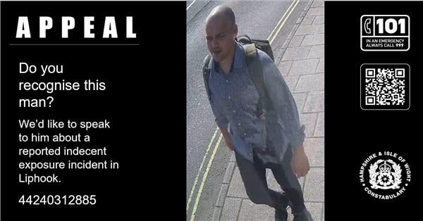 <p>Hampshire Police have released this CCTV image of a man suspected of touching himself in Liphook village centre.</p>