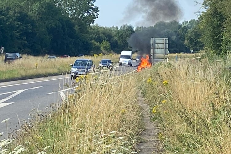 BMW car fire between Bentley and Farnham