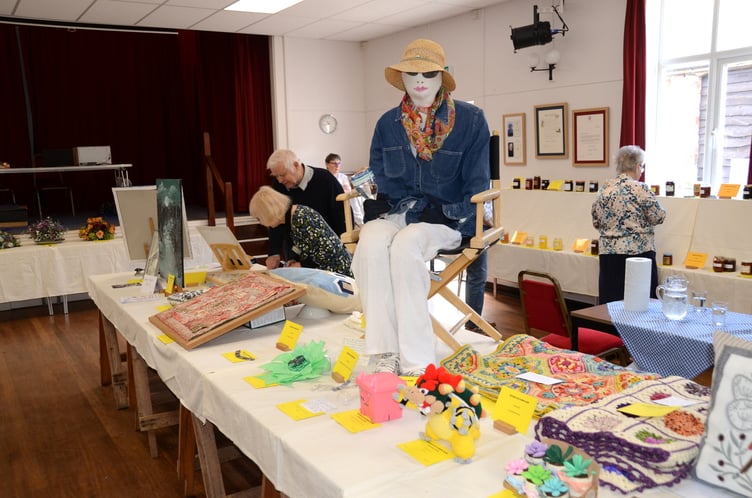 Craft entries for the summer Bicknoller Flower Show.