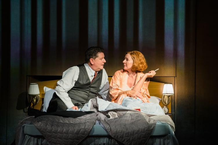 Reece Dinsdale (Herbert Morrison) Clare Burt (Ellen Wilkinson) in The Promise at Chichester Festival Theatre, July 2024.
