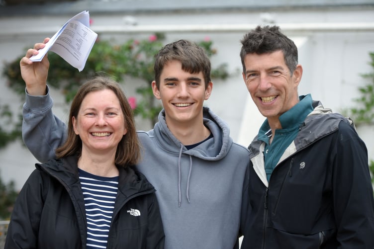 Truro School student and parents celebrate A Level results