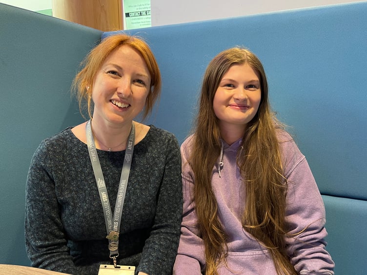 Student Tara Bawden with teacher Kirsty Sincock at Truro & Penwith College