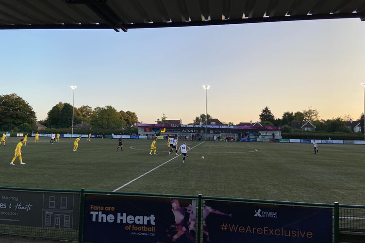 Action from Alton's Hampshire Senior Cup first round tie against Andover New Street
