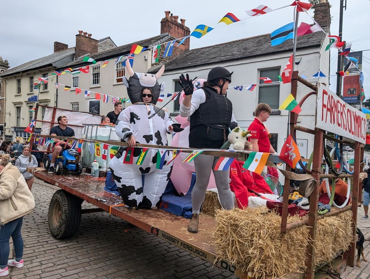 The farmer olympics added some agricultural chaos to the event, as well as soaking the crowd with water pistols. (Picture: Aaron Greenaway)