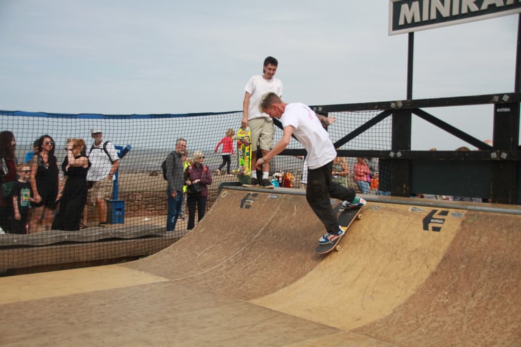 A mini skate ramp was among the attractions at the Minehead Bay Festival. PHOTO: George Ody.