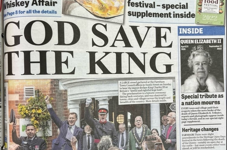 Farnham Herald King Proclamation Front Page
